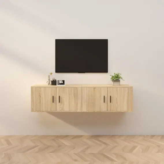 Wiszące szafki telewizyjne, 2 szt., dąb sonoma, 80x34,5x40 cm Lumarko! - Hurtownia wielobranżowa Lumarko Tani